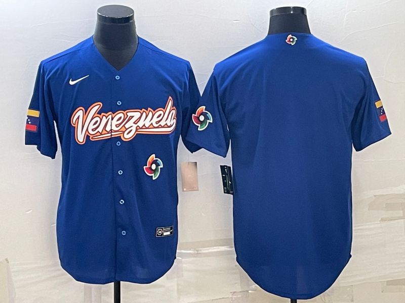 Men 2023 World Cub Venezuela Blank Blue Nike MLB Jersey3